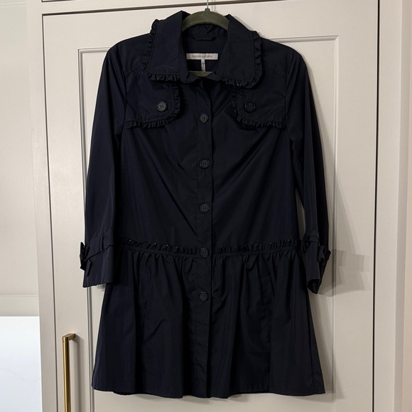 rolando santana Jackets & Blazers - Chic Navy Women's Trench Coat